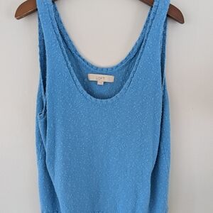 LOFT Blue Sleeveless Tank Top with Scoop Neck
